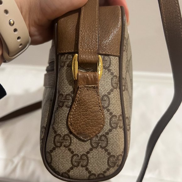 Vintage Gucci Small Shoulder Bag Web Brown GG Coated Canvas (Authentic) - Picture 7 of 12